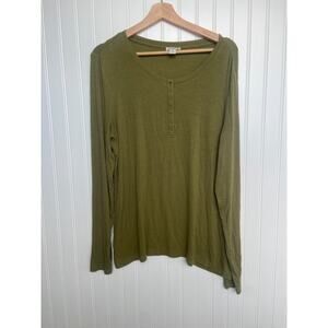 Sundance Shirt Women's XL Green Long Sleeve Button Micromodal Henley Top